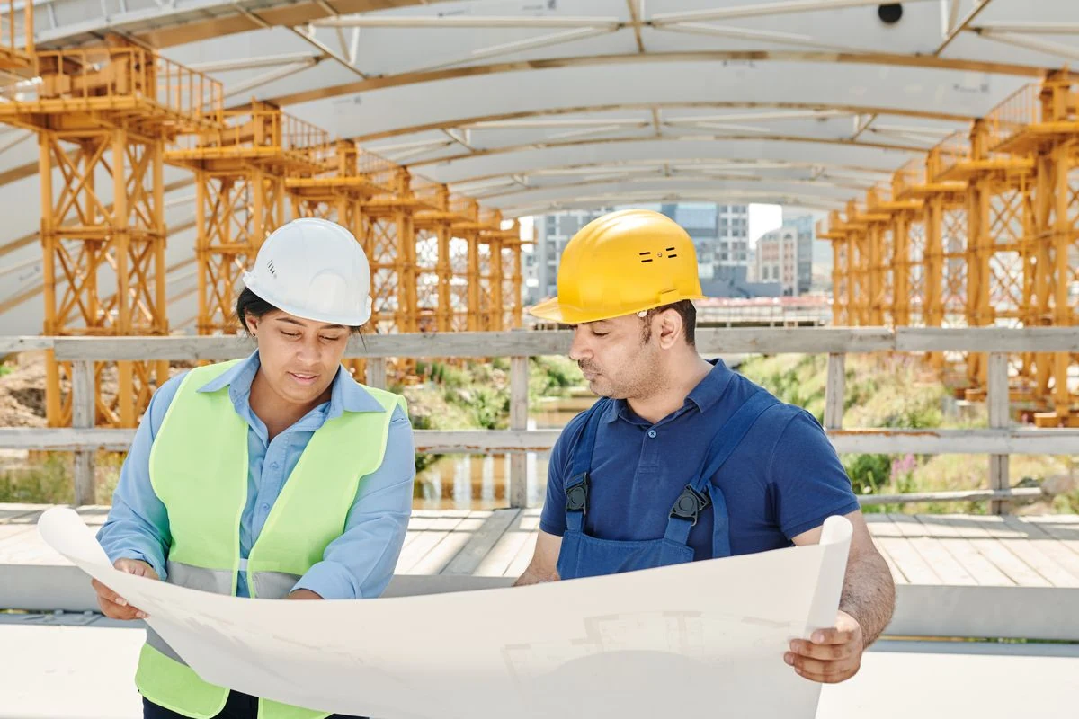 General contractors reviewing project plans