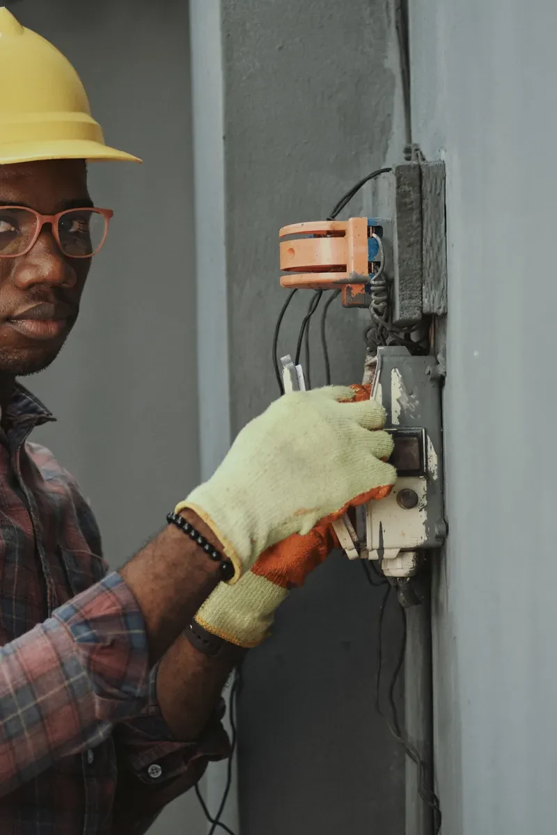 Electrician working on a commercial installation