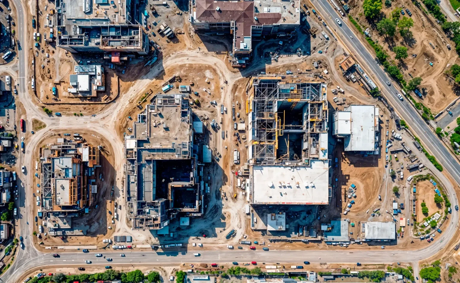 Large active construction site